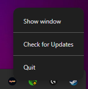 System tray — minimize to tray and right-click menu